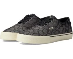 COACH Signature Jacquard Leather Lace-Up Skate Sneaker