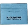 COACH Flat Card Case In Pebble Leather With Coach Leatherware Branding